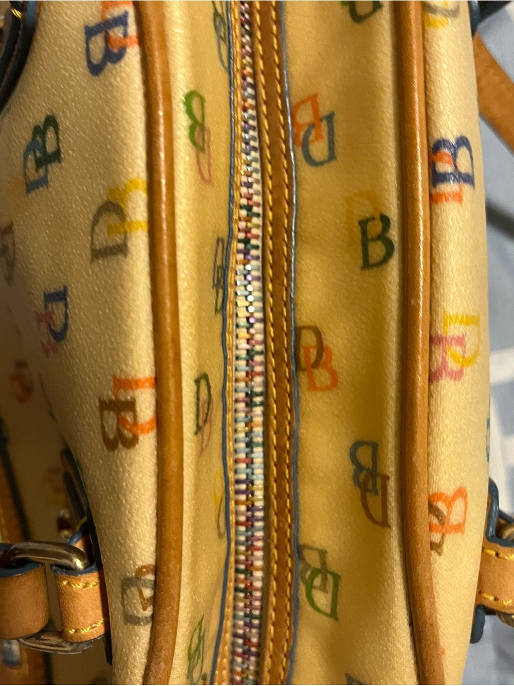 Multicolor Logo Print Women’s Satchel - Cream and Tan no UV - Picture 6 of 11